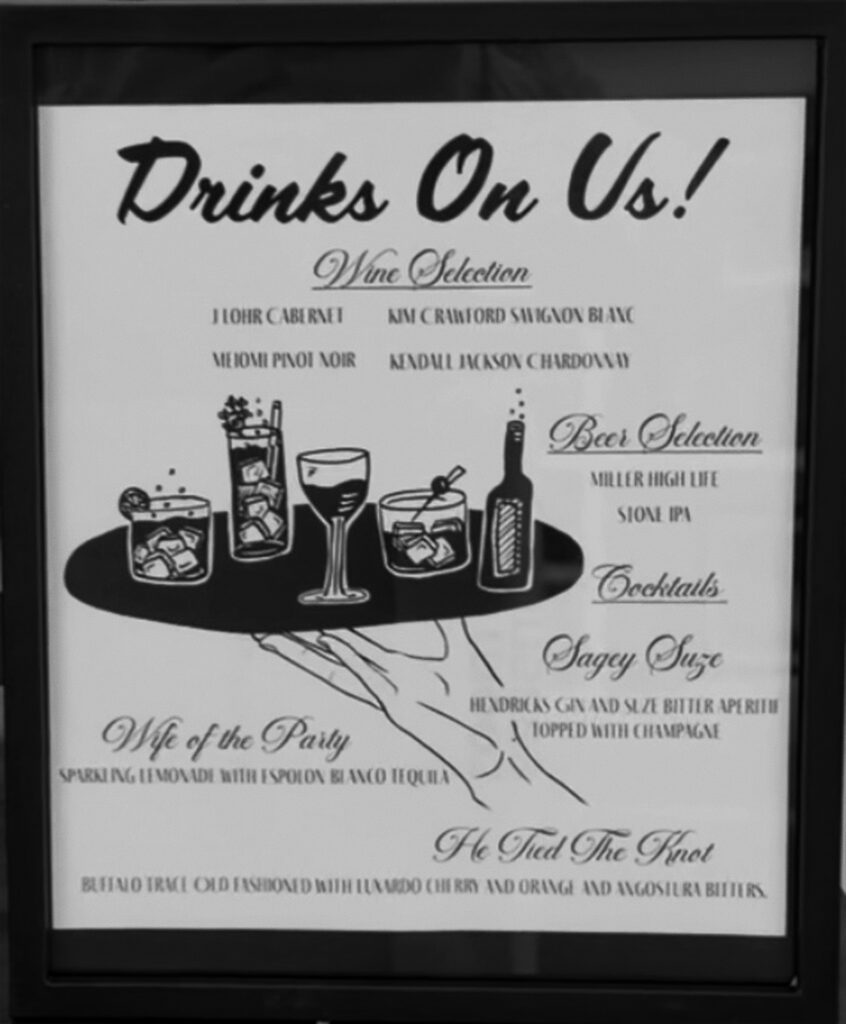 wedding cocktail menu custom menu simple illustration design bar drink special event custom