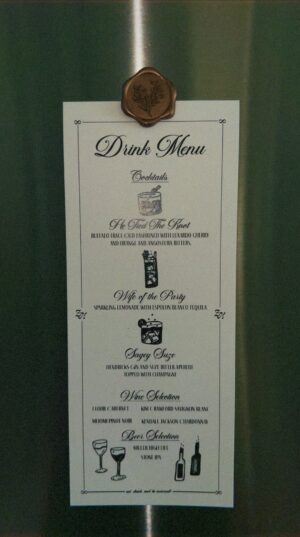 wedding cocktail menu custom menu simple illustration design bar drink special event custom