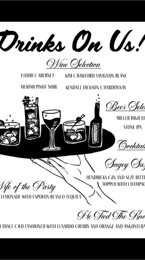 wedding cocktail menu custom menu simple illustration design bar drink special event custom
